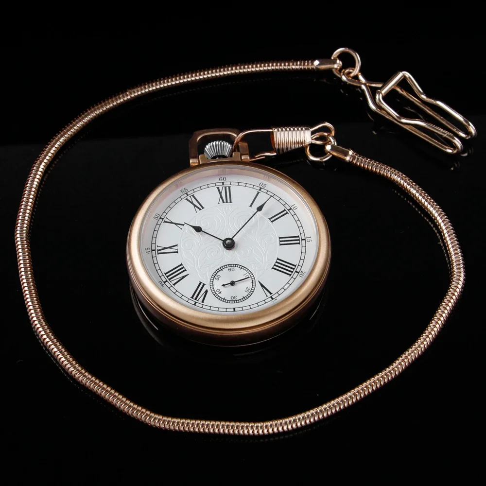 Luxury Gold Antique Pocket Watch Mechanical Wind Water Resistance Full Steel Pocket Fob Watch Christmas Birthday Collection Gift