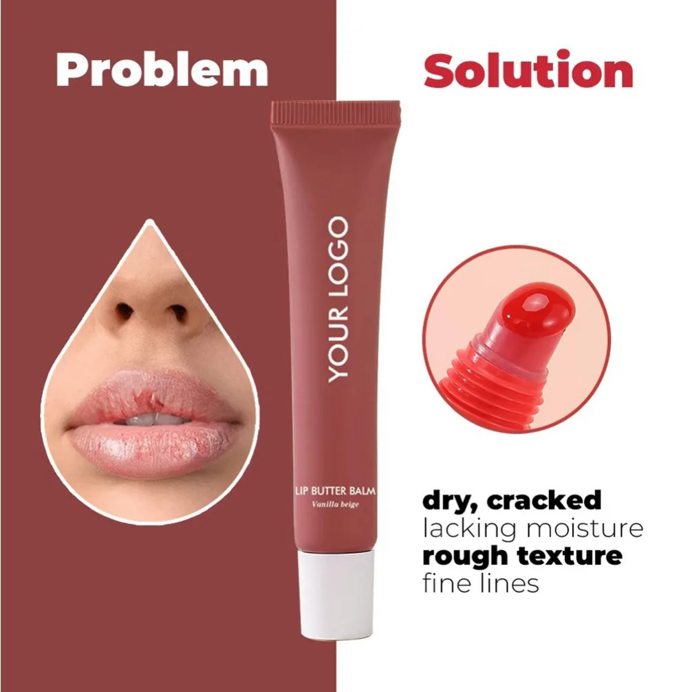 15ml Peptide Butter Lip Glaze Private Label Custom Logo Vegan Makeup Wholesale Lip Gloss Bulk Long-lasting Moisturizing Lipgloss