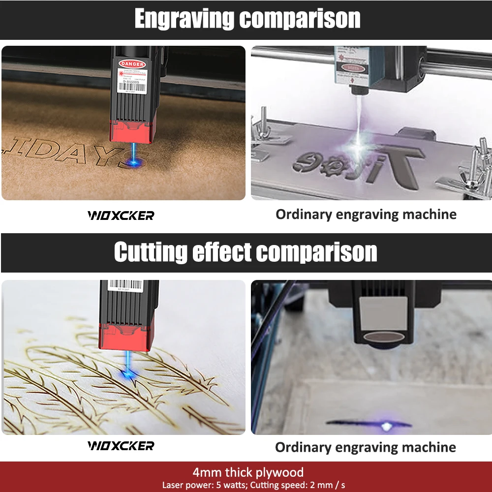 Woxcker Laser Engraver 5W Laser Power Cutting Machine Diode Lasers Engraving Tools 400 x 400mm CNC Machine