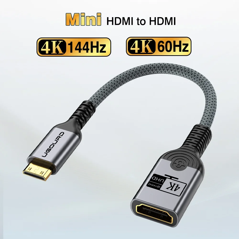 Mini HDMI Male naar HDMI Female Adapter 4K144HZ 4K 120hz Micro HDMI Male naar HDMI Female Kabel Converter Bidirectioneel 4K60Hz 30Hz