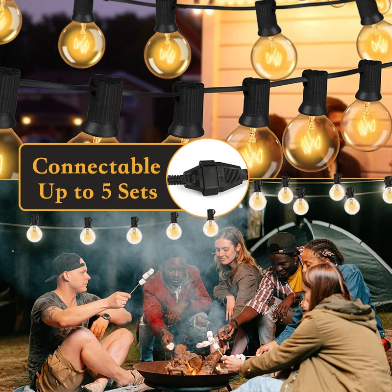 G40 Retro Garland Street LED String Lights Outdoor Waterproof Connected E12 For Christmas Party  Decorative Garden String Lights