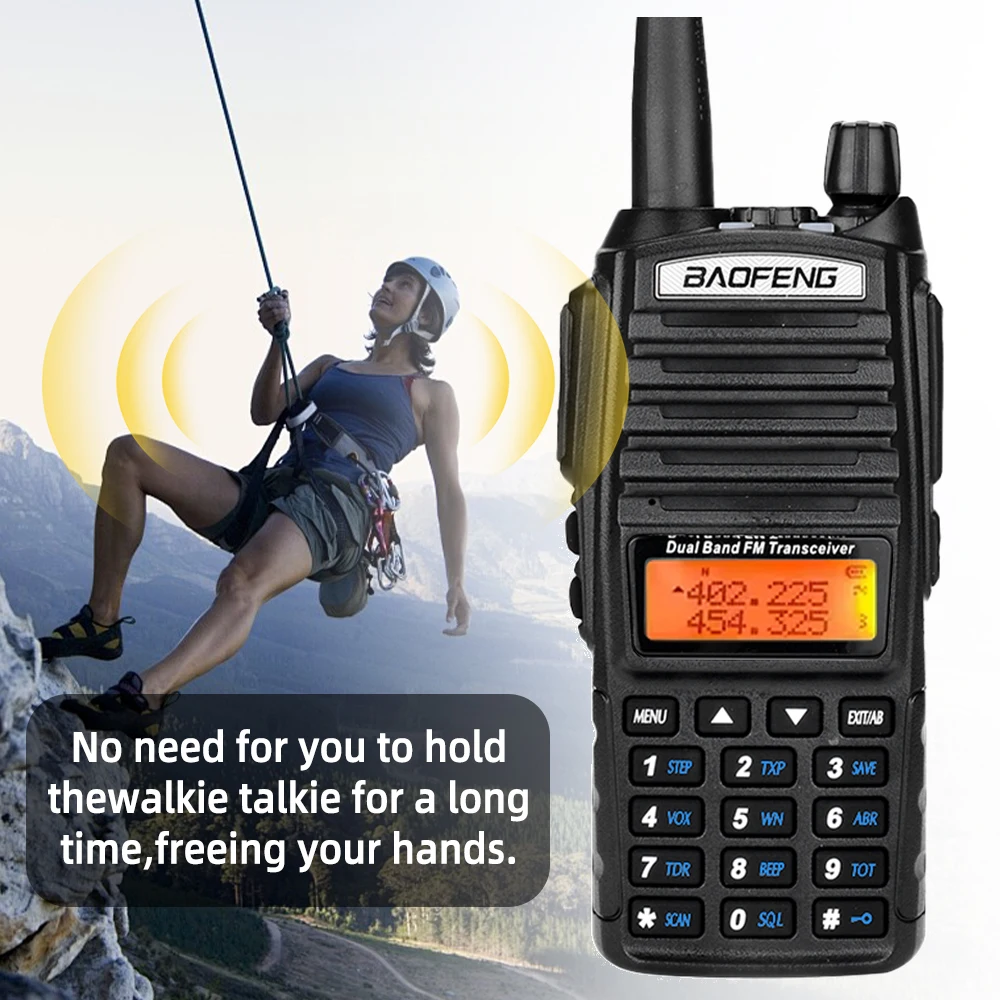 Baofeng High Power 5W/8W UV-82 Dual PTT Walkie Talkie Dual Band VHF UHF FM Amateur Radio 2000mAh Battery 10KM Lange Ham radio