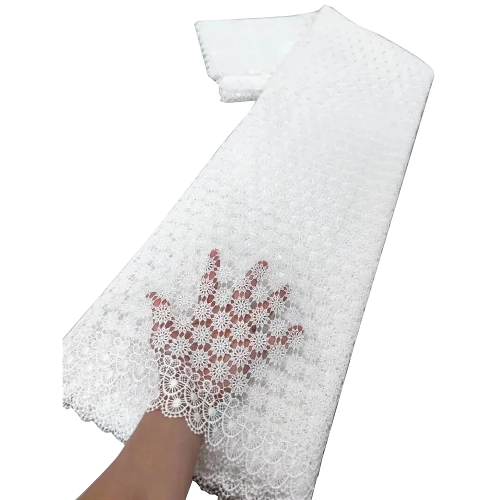 

5 Yards Luxury African Blue Guipure Lace Fabric 2025 Latest Nigerian Lace Fabric 2025 High Quality For Woman Wedding Dress Sew