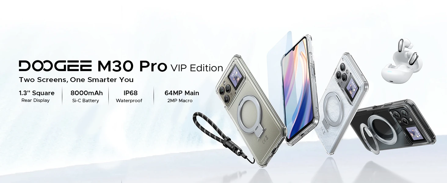 Doogee M30 Pro Smartphone 6.88" Display 8000Mah Battery 1.3" Rear Display 64Gb(8+56) 256Gb 64Mp Camera Android 16 Mobile Phone