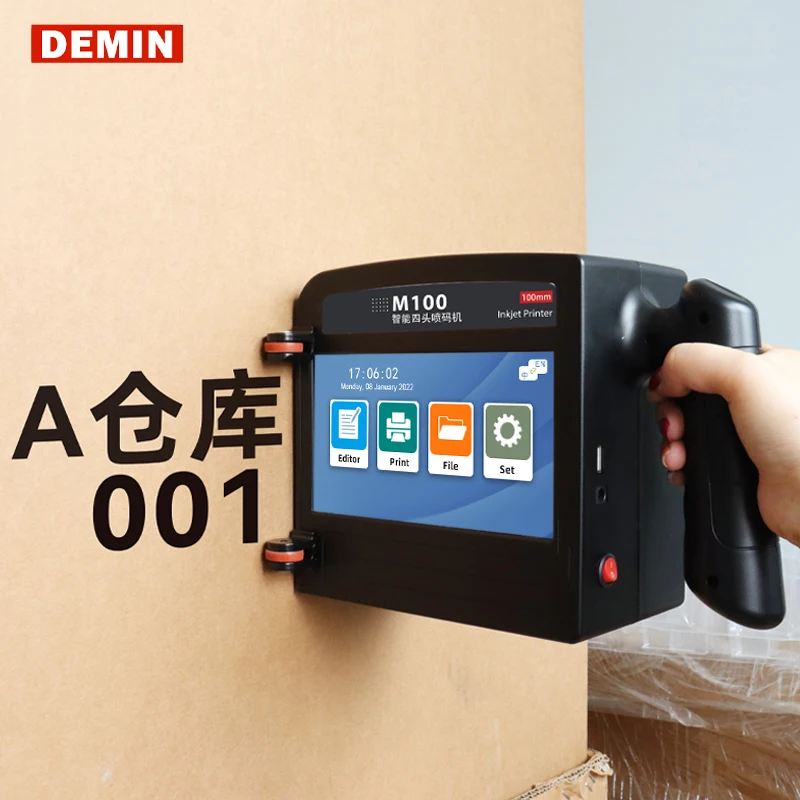 DEMIN M100 10cm Large Format Printer for Date Batch Number of Wooden Box Steel Pipe Handheld Inkjet Printer logo Coding Machine