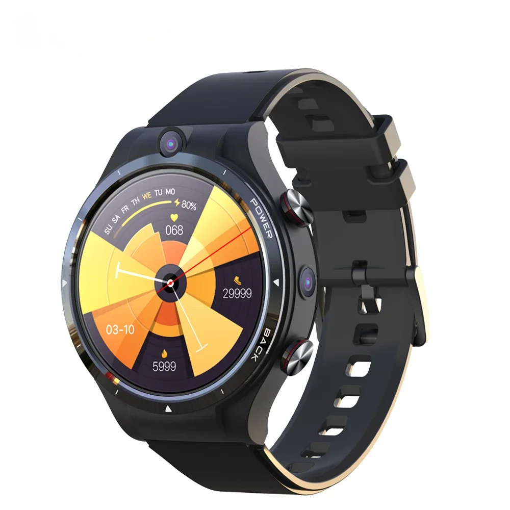 New Fashion LEM15  4+128G 1.6 inch Smart Watch Business Big power  Android 10 Watch Health  Heart Waterproof Black