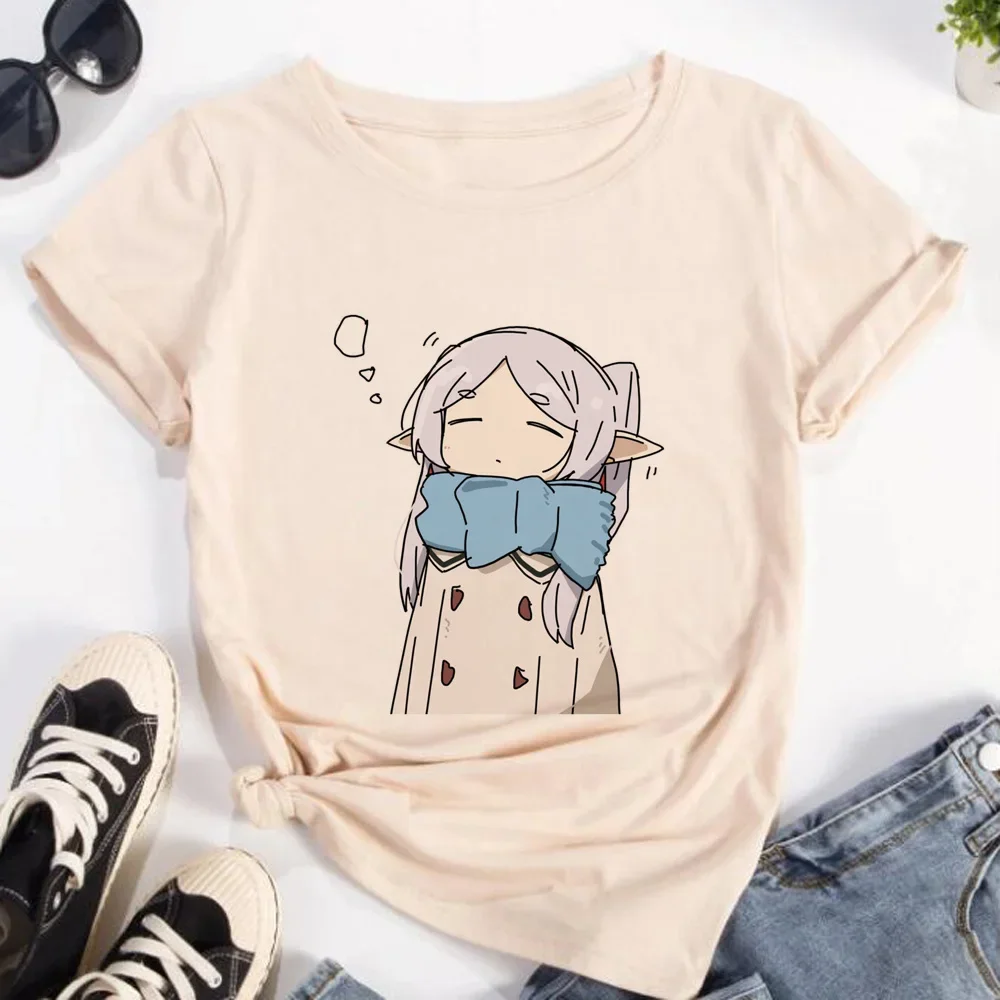 Camiseta Frieren para mujer, ropa de calle, camisetas divertidas de Anime para chica Y2k, ropa femenina divertida de diseñador