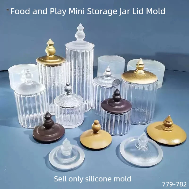 DIY Handcraft Mini Storage Jar vase and lid Mold Resin Mold Food Play Miniature Pinching Mould Epoxy Resin Mold UV Resin Moldse