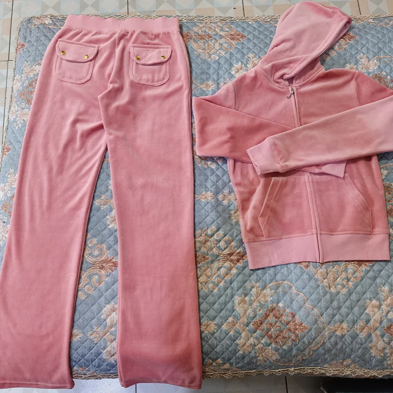 7188 Velvet Embroidered Style Sports Set, Women's Hoodie Two Piece Set, Running Leisure Home