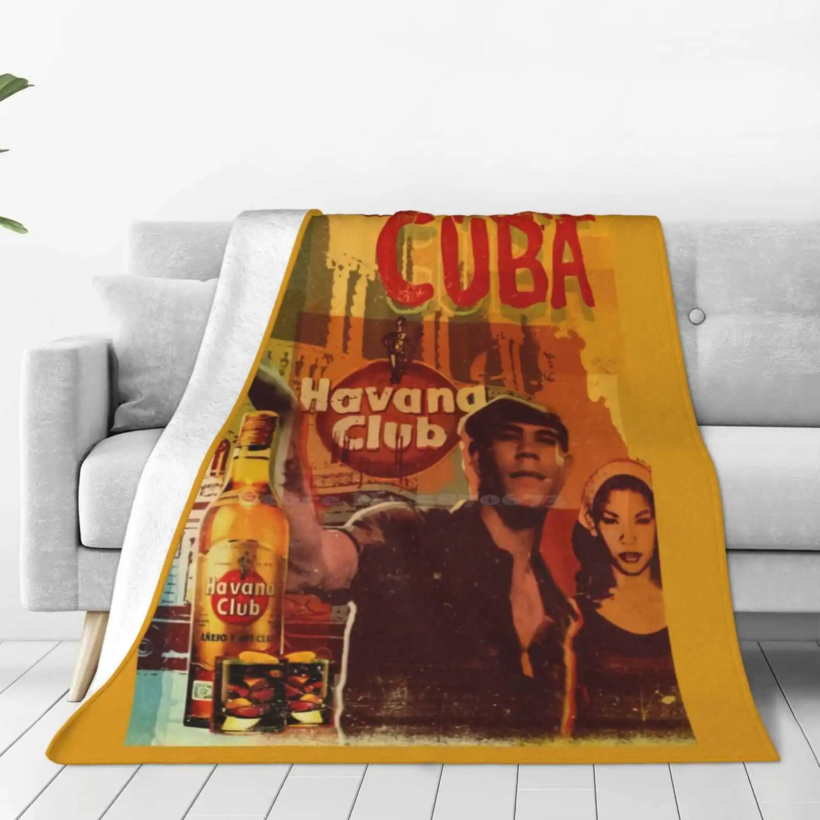 Vintage New Arrival Fashion Leisure Warm Flannel Blanket Vintage Rum Ron Bartender Drinking Cocktail Cuba Libre Mojito