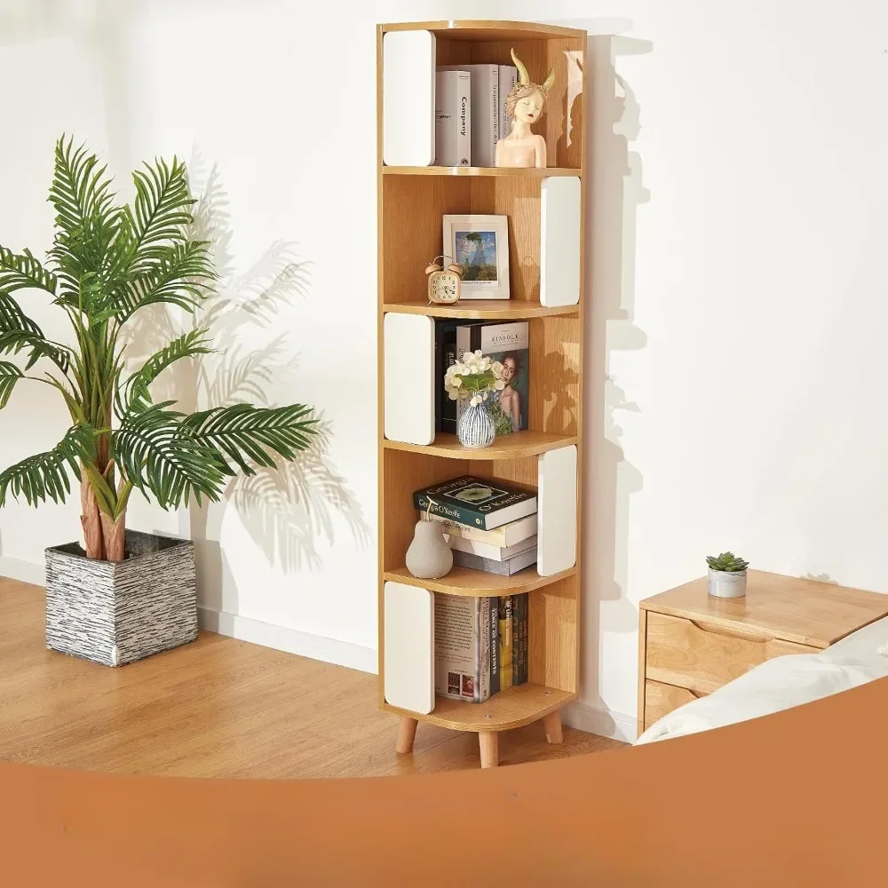 

Nordic Style Modern Book Shelf, Tall & Thickened Wooden Layers, Sturdy Standing Bookcase