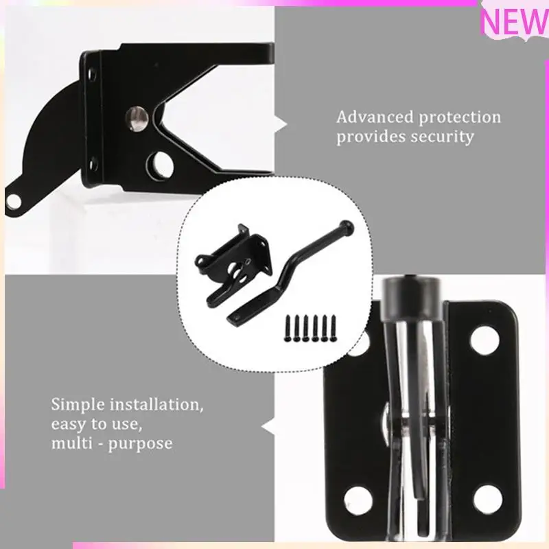 

B27B Durable 3PCS Self Locking Heavy Force Gate Latch, Lever Lock For Wooden Fence Doors, Black