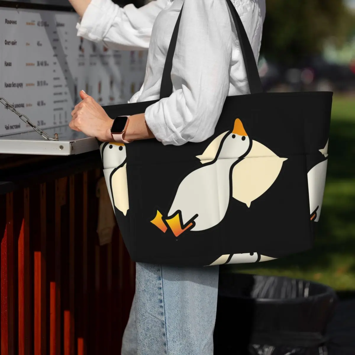 Duck Sleeping, Tired Duck Resting, Funny Duck Beach Tote Bag Sport Gym Yoga Duffle Large Tote Bag Women Travel Bag Fitness bag
