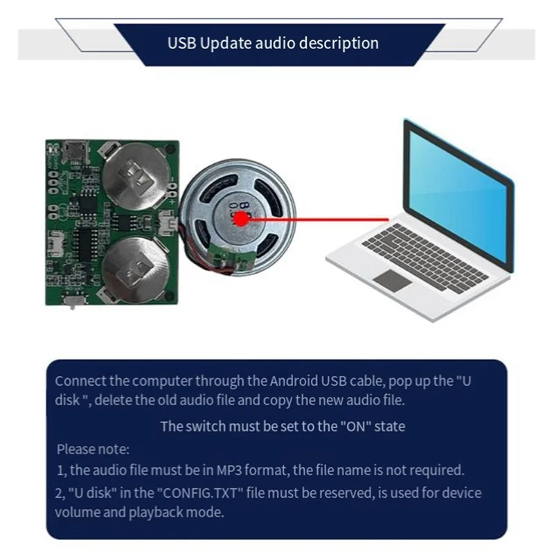 A72T 2X Modulo audio registrabile Pulsante di controllo Chip audio 8M MP3 WAV Lettore vocale musicale Scheda programmabile con altoparlante