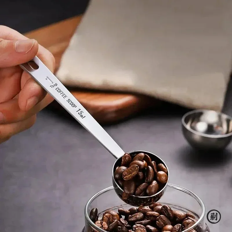 Minimalist Long Handle Measuring Spoon - 1 Tbsp Stainless Steel Scoop for Coffee, Powder & Spices