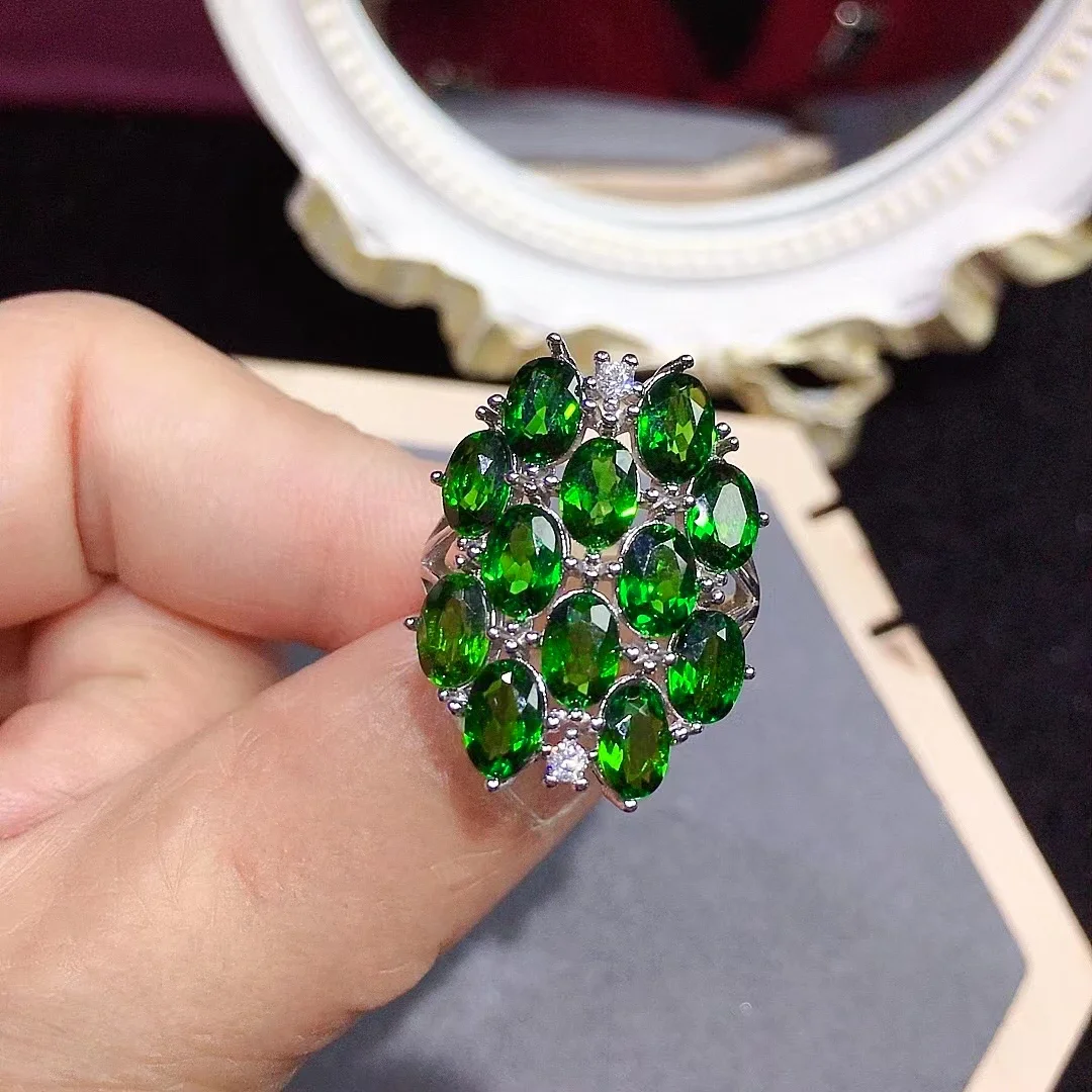 

925 Silver Chrome Diopside Ring for party 12 Pieces Natural Diopside Ring Sterling Silver Diopside Jewelry