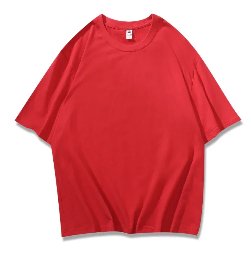 플러스 사이즈 순면 약간 드롭 숄더 루즈핏 티셔츠 젊은 남녀 공용 프린트 로고와 캔디 컬러 특징