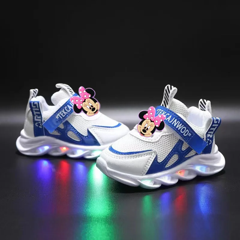 

Disney Mesh LED Running Shoes Mickey Breathable Sneakers Baby Toddler Shoes with Lights for Boys and Girls