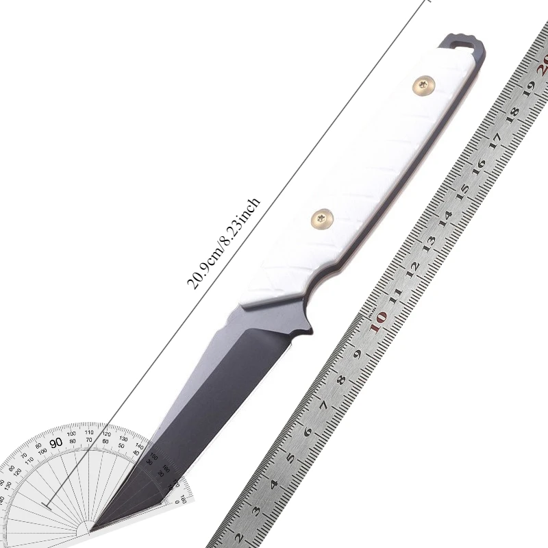 سكين خارجي متكامل D2 عالي الصلابة مع مقبض G10 شفرة ثابتة محمولة قاطعة الخبز مقشرة الفاكهة سكين قطع عملي