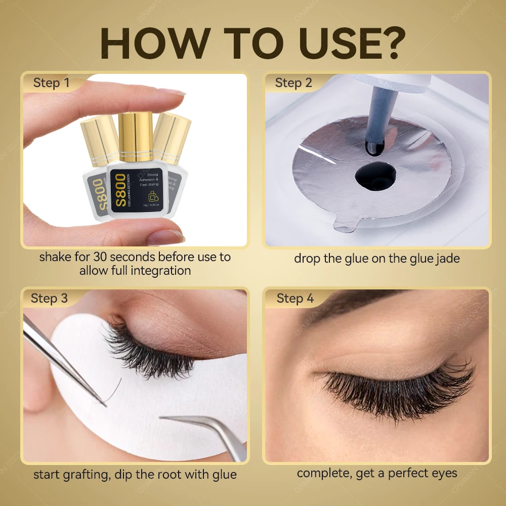 10Pcs 10ML S800 Lashes Glue For Eyelash Extensions  Long Lasting 5-7Weeks Eyelashes Glue Professional Lash Adhesive Makeup Tools