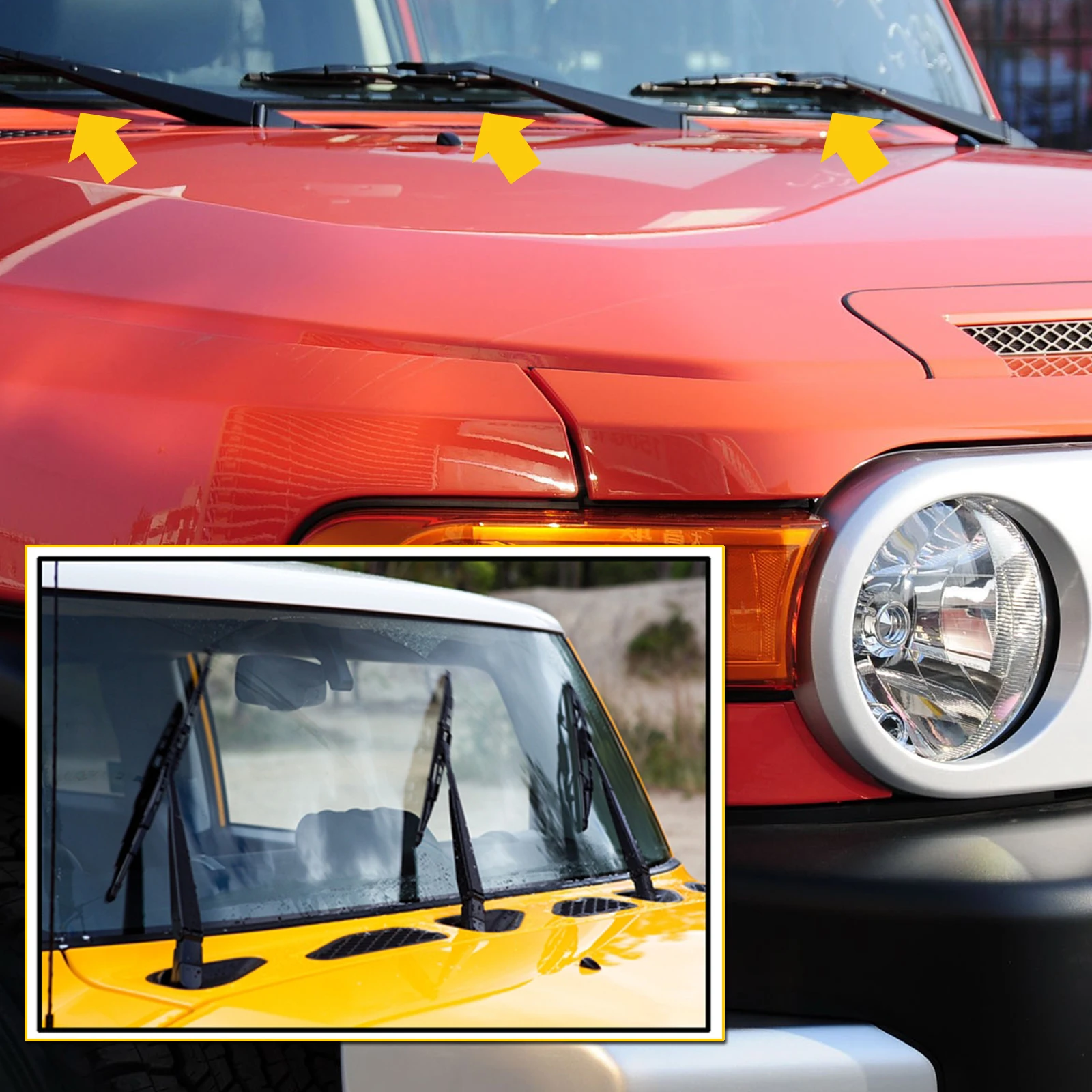 Erick\'s Tergicristallo 3 pezzi Set di spazzole tergicristallo anteriori per Toyota FJ Cruiser 2006 - 2023 Parabrezza Parabrezza Finestra Spazzole