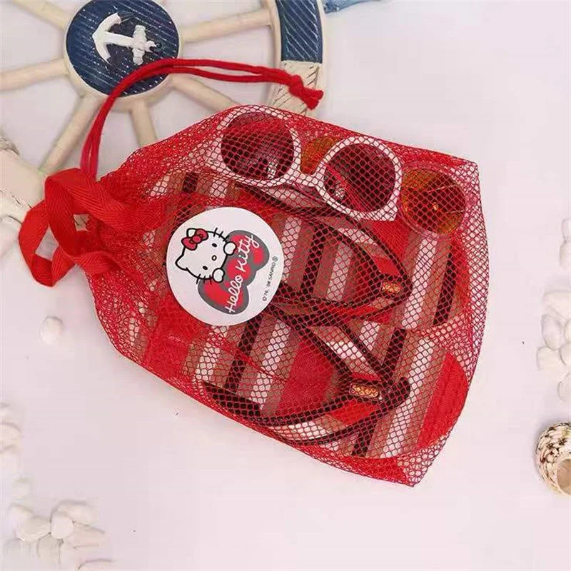 Cartoon Hello Kittys Cute Net Bag Storage Kawaii Anime Shopping ad alta capacità portatile con coulisse Storage Handbag Toy Girl Gifts