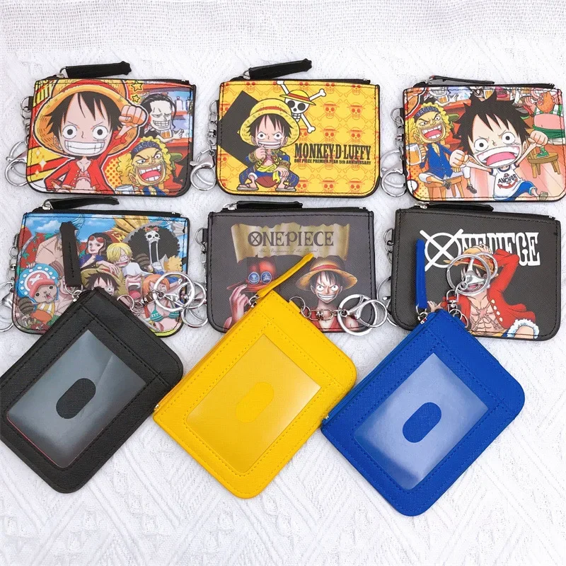 Anime One Piece Cartoon Bag Luffy Zoro Leather Card Holder Cute Coin Purse Monkey D Luffy PU Cartoon Anime Wallet Keychain Gifts