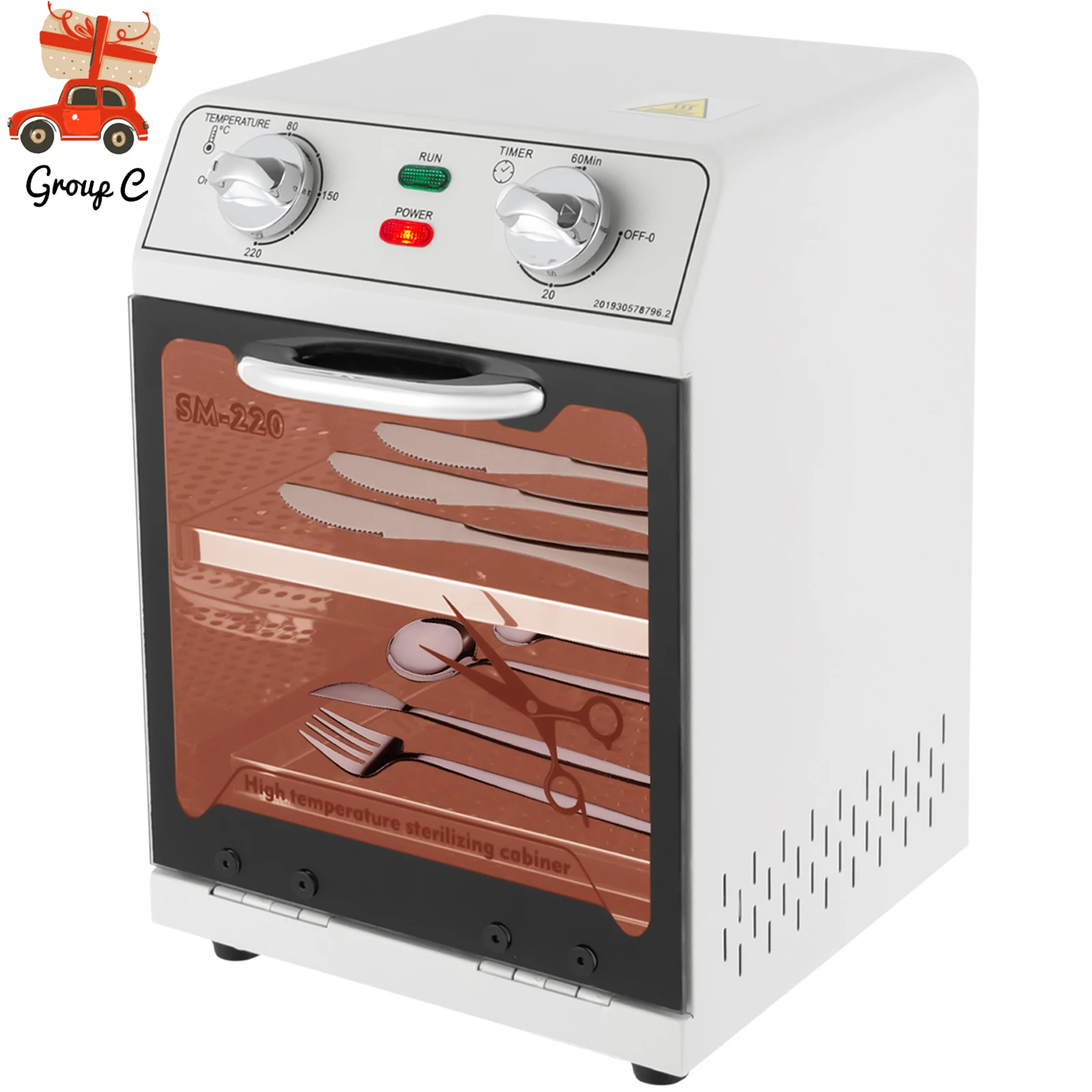 Esterilizador Térmico Comercial/Doméstico de Gran Capacidad de 600W con Patas Antideslizantes - Temporizador de 0-60min, Fácil de Limpiar para Uso en Salón/Cocina/Clínica Dental