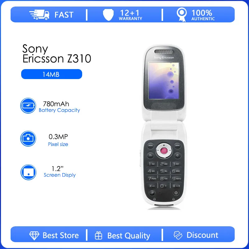 

Sony Ericsson Z310 Refurbished-Original Z310a GSM 850 / 1800 / 1900 Java Delivery Fast Free Shipping