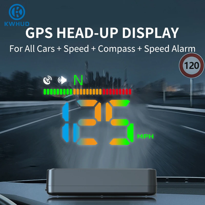 KWHUD Heads Up Display for Car HUD GPS Digital Speedometer MPH KM/H Windshield Projector Overspeed Alarm Auto Electronic Devices