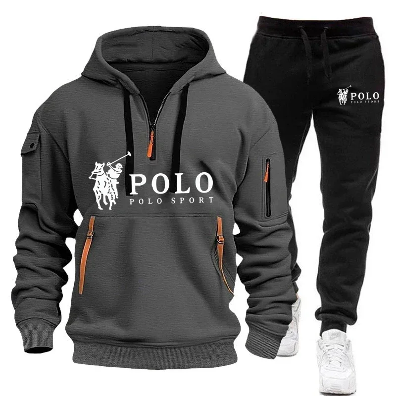 2026 Herbst/Winter Neues Herren-Freizeitset Modisches Outdoor-Wander-Outfit Winddichter Warmer Herren-Hoodie und Hose Zweiteiliges Set – Detail 13