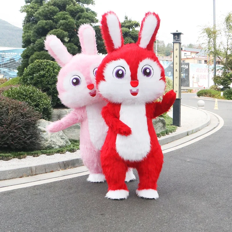

Inflatable Rabbit Mascot Costume for Advertising Event Cospaly Adult Mascot Costume Cartoon Animal Halloween Suit No Battery