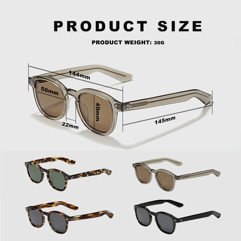 New Polarized Vintage Brown Square Classic Retro Acetate Sunglasses Fashion for Men Women Eyeglasses UV400 Brand Outdoor GLASSES