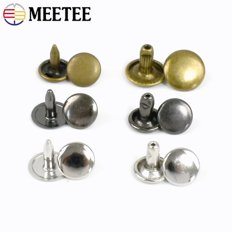 Meetee 100pcs 6-12mm Metal Hitting Nails Buckle One-sided/Double-sided Pin Rivets Button DIY Bag Decor Rivet Pins Hook Accessory