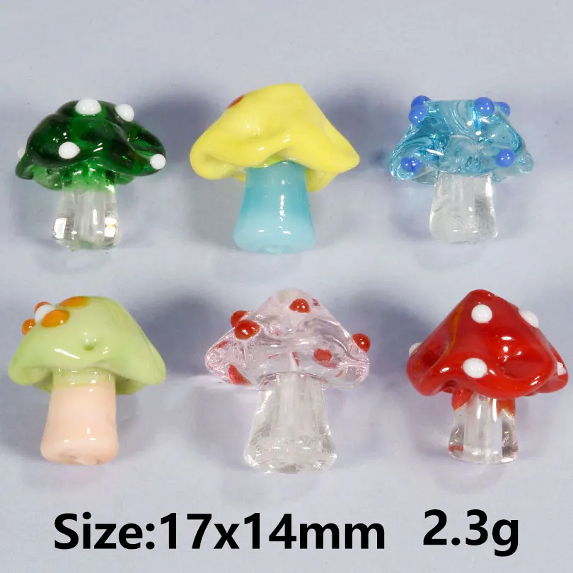 6pcs/lot Lampwork Glass Multicolor Mushroom Strawberry Dot Spacer Beads For DIY Jewelry Making Necklace Earrings Beads Findings