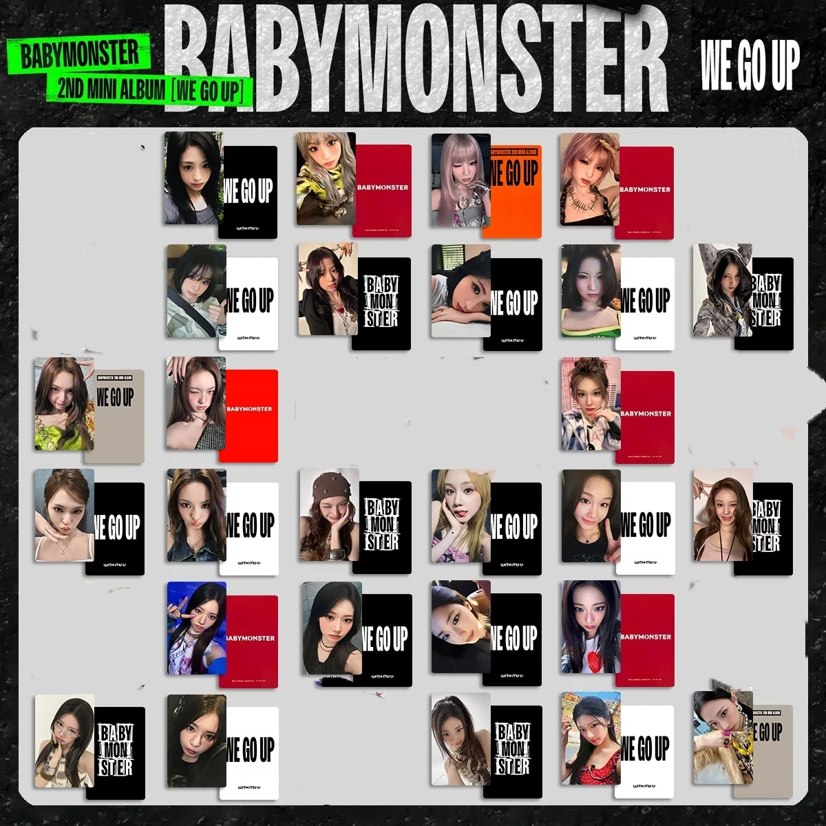 ألبوم Kpop BABYMONSTER الثاني الصغير WE GO UP بطاقة مزدوجة الجانبين مطبوعة بطاقة LOMO على الطراز الكوري بطاقة LOMO مجموعة المعجبين هدية