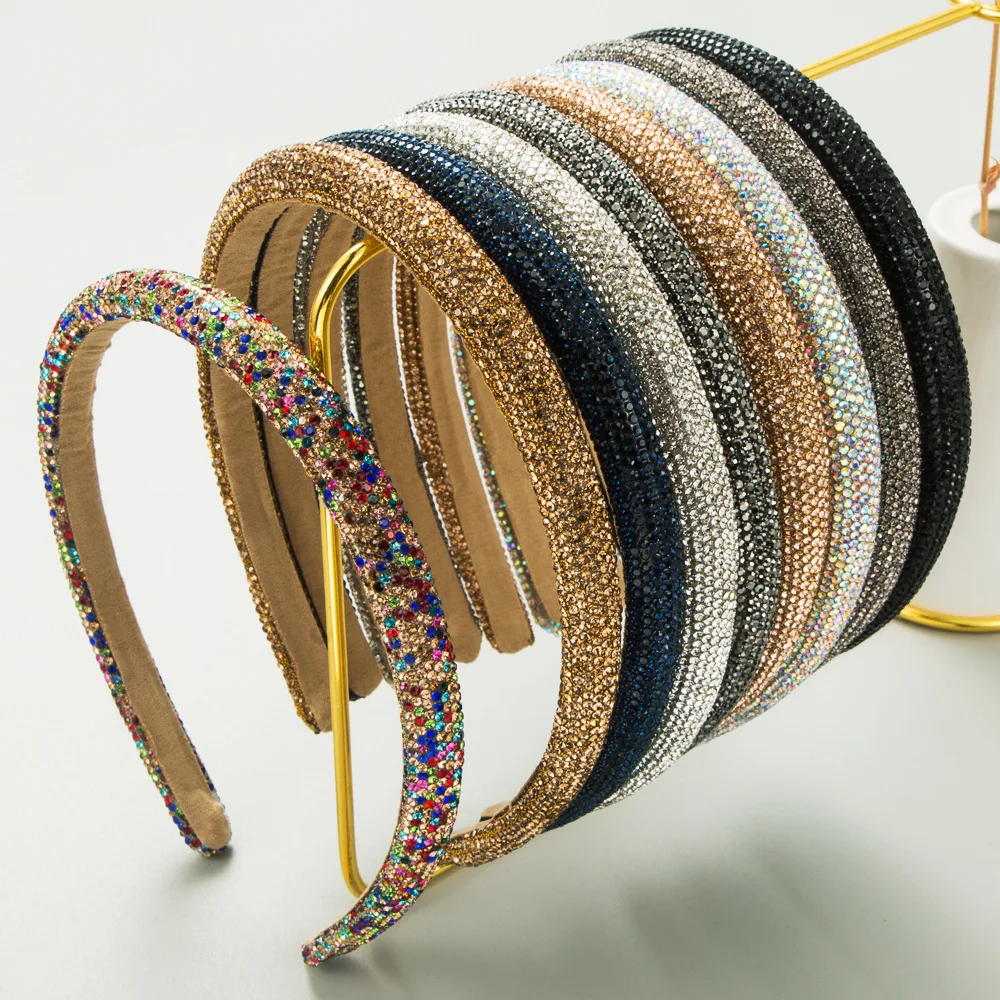 

Повязка для волос с маленькими стразами и мягкой подкладкой из губчатой ткани, аксессуар для волос для взрослых, украшение для волос