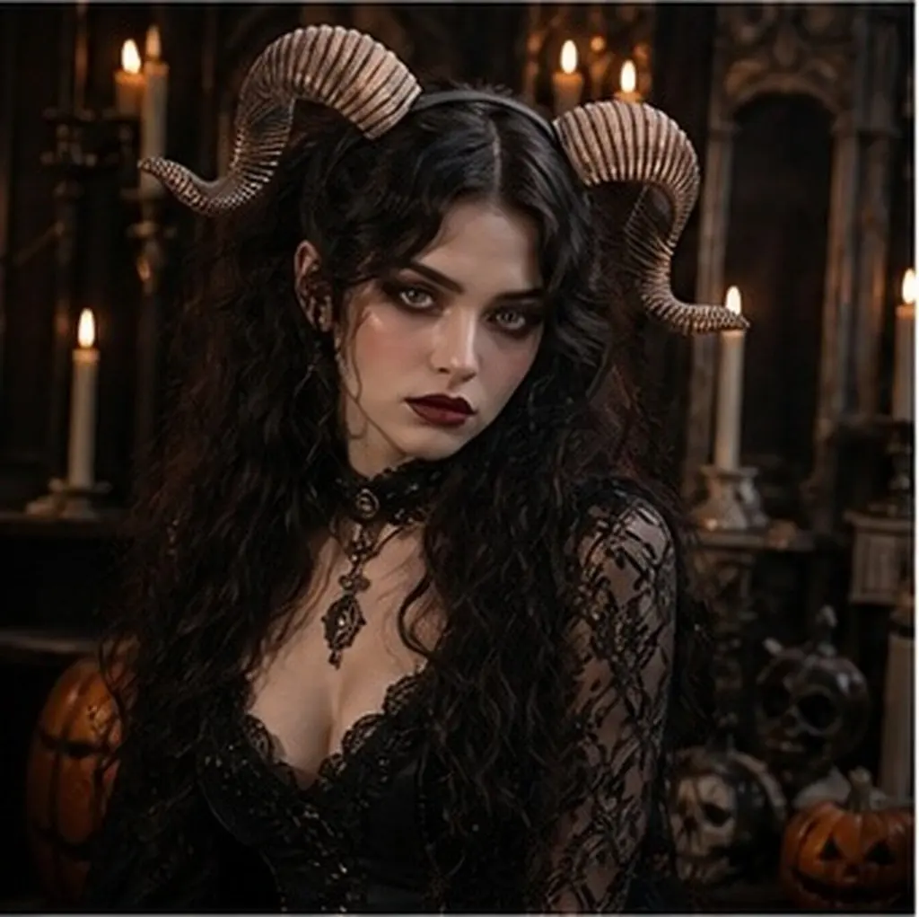 Detachable RAM Horn Headband Gothic Halloween Costume Accessory for Cosplay Party Lightweight PU Horns Hair Hoop Adult Women Men