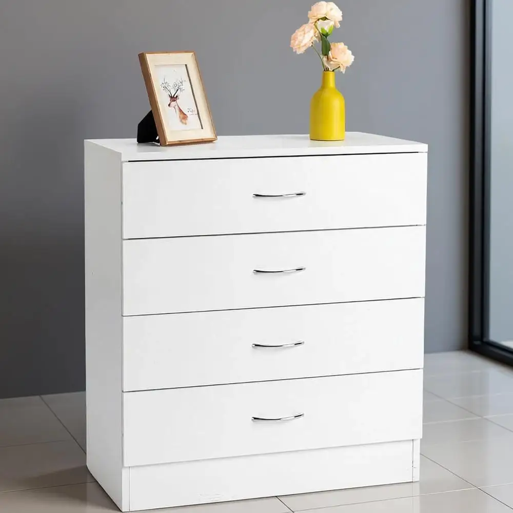 White Wooden Nightstand with Storage for Bedroom, Living Room, or Home Office - 25.98 x 13 x 28.7