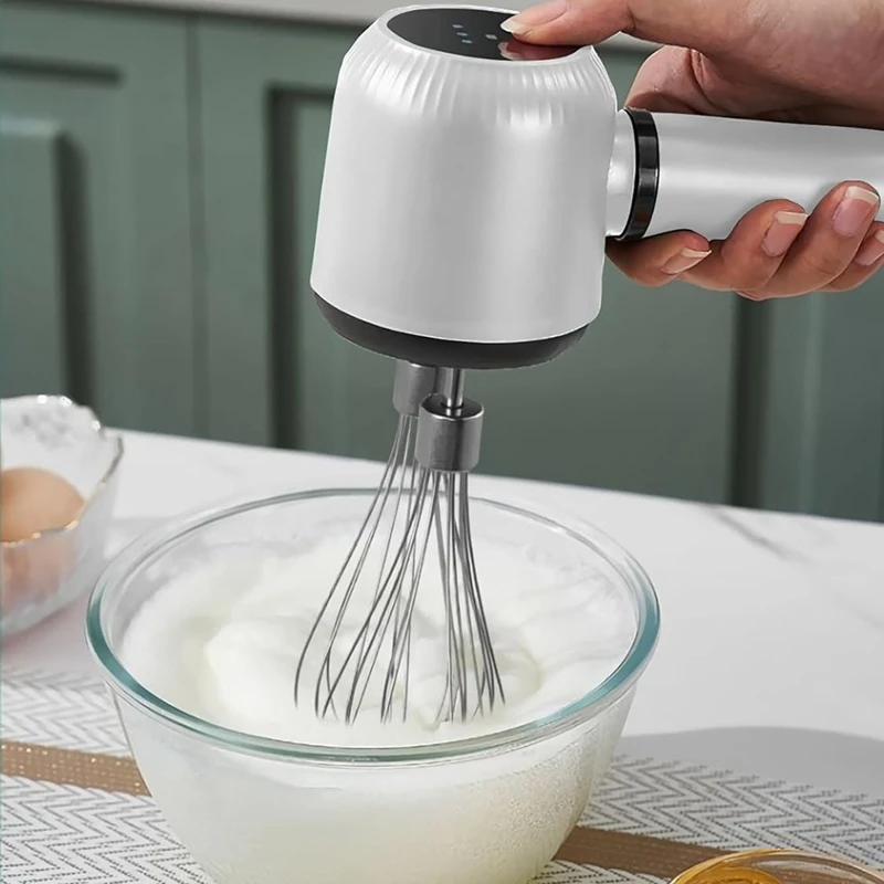 خلاط يدوي كهربائي لاسلكي ، مخفق يدوي محمول ، قابل لإعادة الشحن ، 3 سرعات ، 2 خفق للخبز ، كريم الحليب