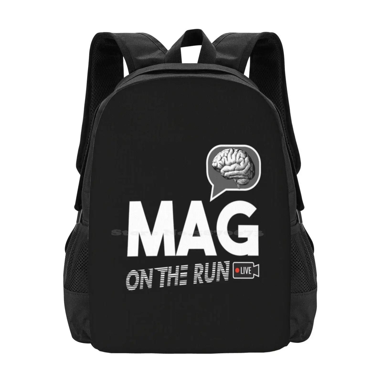 Mag On The Run-mochilas escolares con diseño de patrón, mochilas con patrón, Bam Mag Bitter Truth, mezcla de blanco y negro