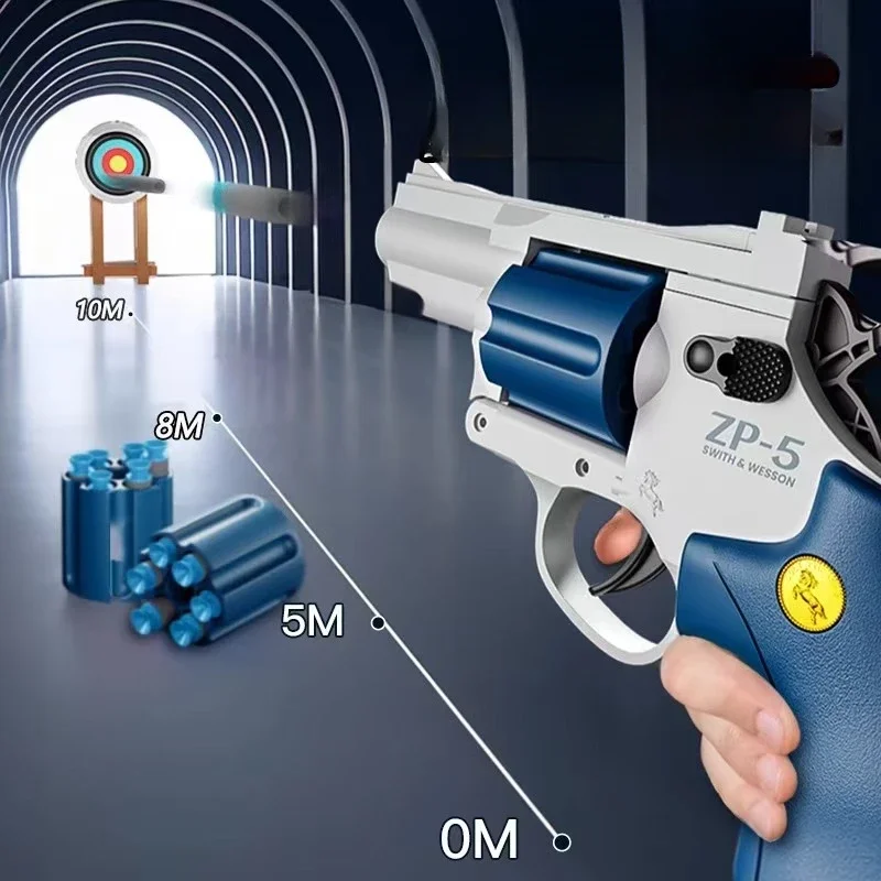 ZP5 Revolver Pistol Manual Soft Dart Bullet Launcher Toy Gun Weapon Outdoor  Airsoft  Shooter Pistola For Boys Birthday Gift