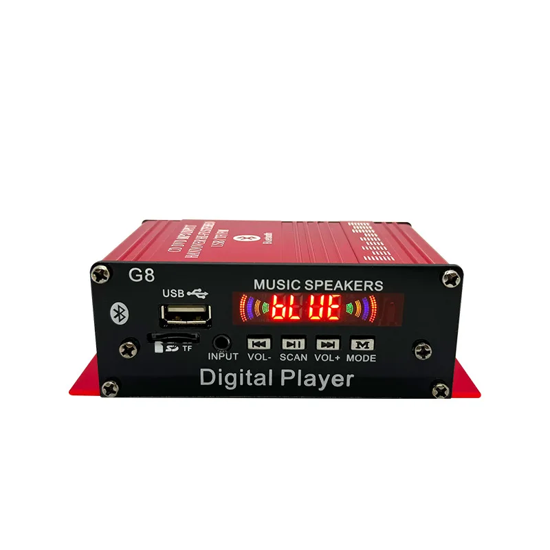 Home/Car Multifunctional FM Bluetooth Mini Desktop Small Power Amplifier with Remote Control Intelligent Digital Power Amplifier