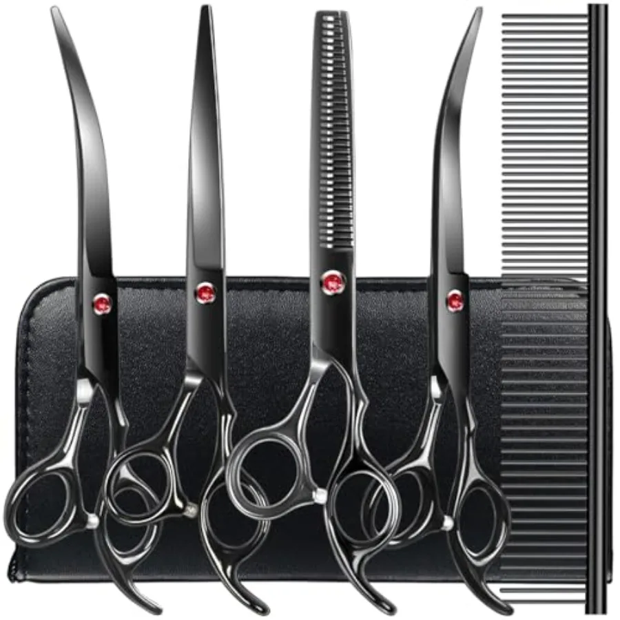 

Dog Groomg Scissors Kit, Dog Shears for Grooming 6CR Premium Stainless Steel Grooming Scissors Kit for Dogs Cat Pet
