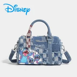 Disney Stitch Shoulder Bag Cute Cartoon Women Fashion Collocation Handbag Portable Y2K Girls Denim Bag Satchel Holiday Gifts