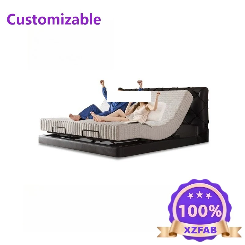 Factory Direct 2026 Smart bed modern simple master bedroom big bed villa large flat electric lifting leather bed light luxury bu