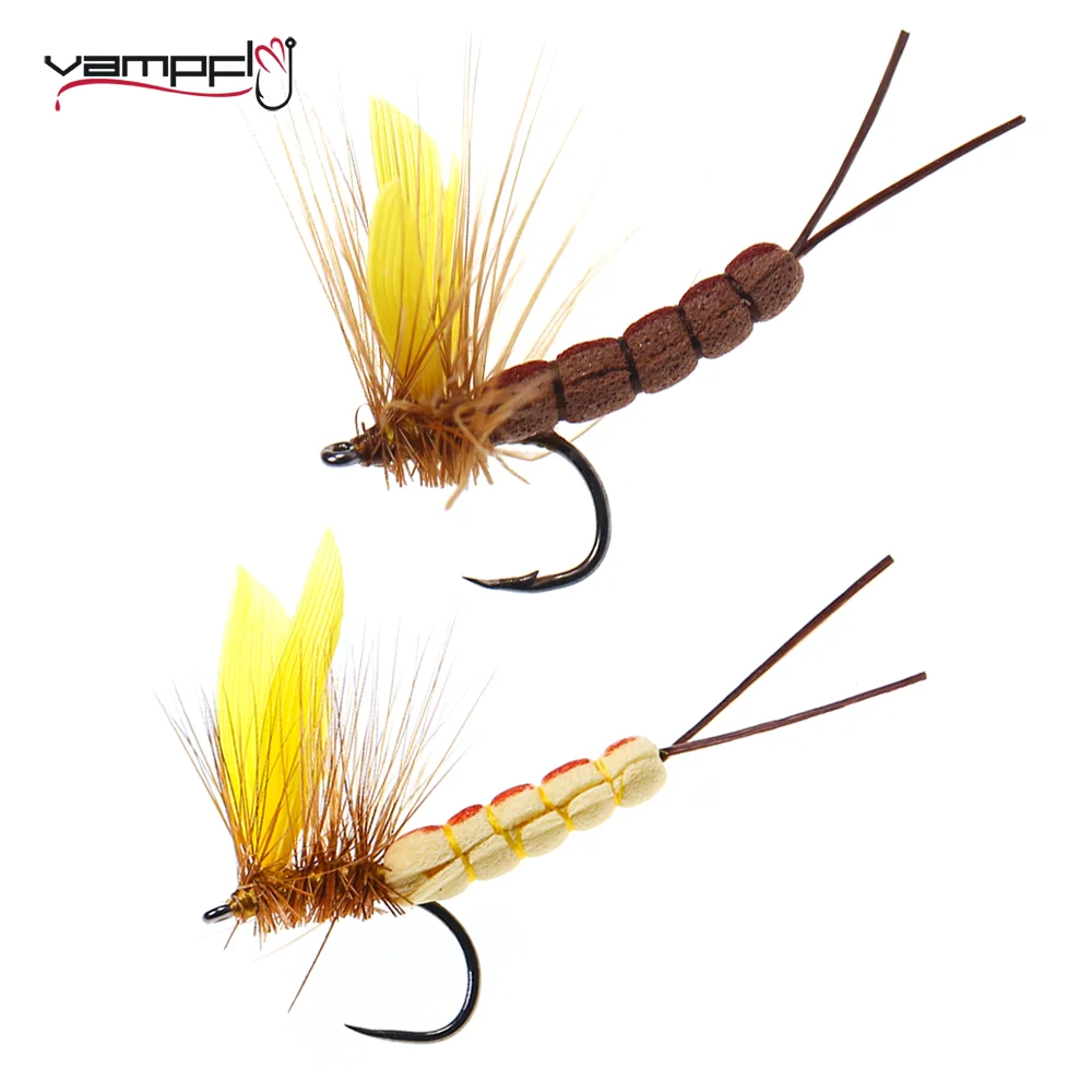 

Vampfly 6PCS Barbed or Barbless Mayfly Nymph Fly Fishing Floatable Dry Flies Trout Bass Grayling Fishing Lure Baits Acccessories