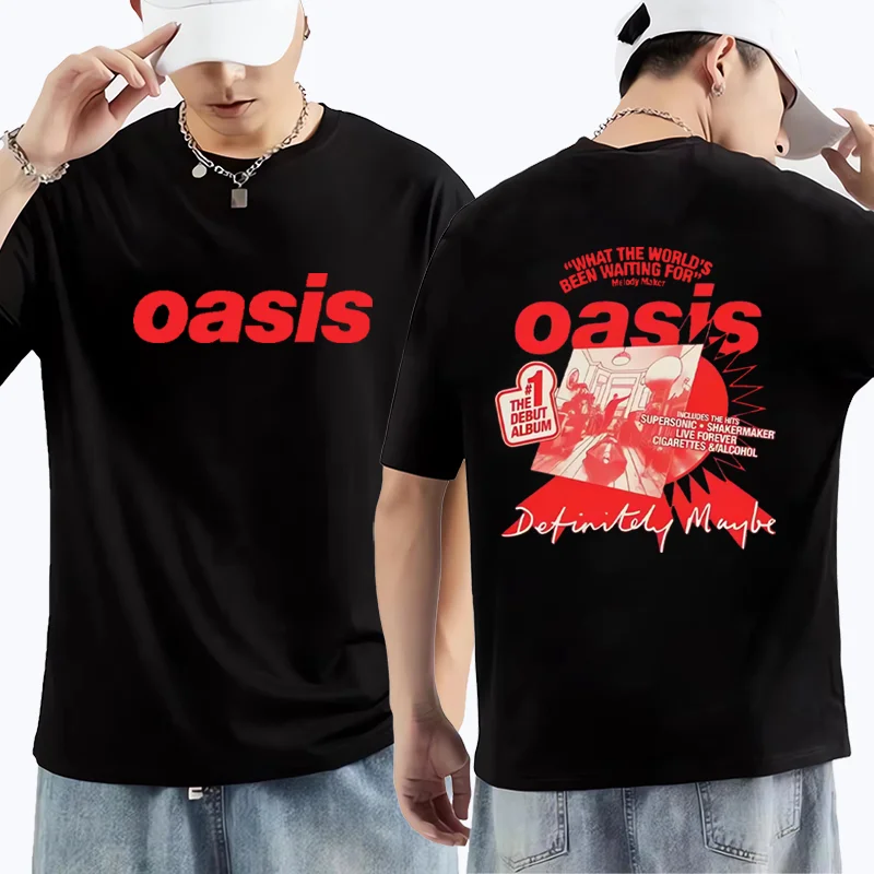 

Hot sale Oasis Band Logo Rock Band Printed T-shirt Men women's punk Fashion clothing short sleeve Oversized 100% Cotton t-shirts