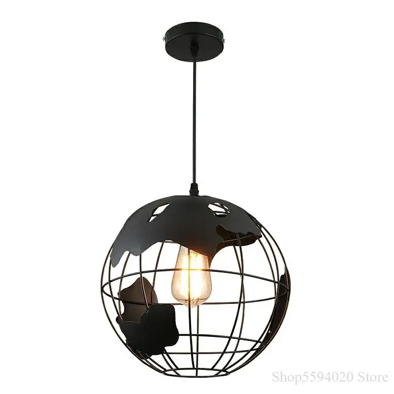 American Retro Earth Lustre Pendant Lights Creative Led Dining Room Hanglamp Loft Industrial Iron Loft Decor World Map Lamp Led