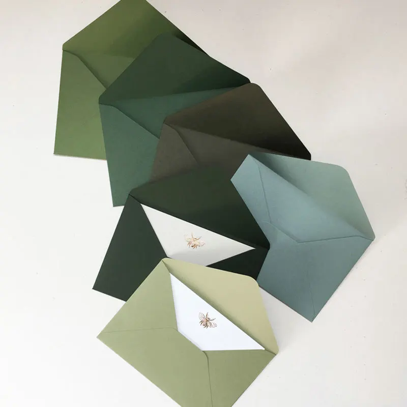 105mmX155mm (5pcs/lot) Green Color Series Art Paper Envelopes Japanese Rosa Paper Greeting Card Envelopes